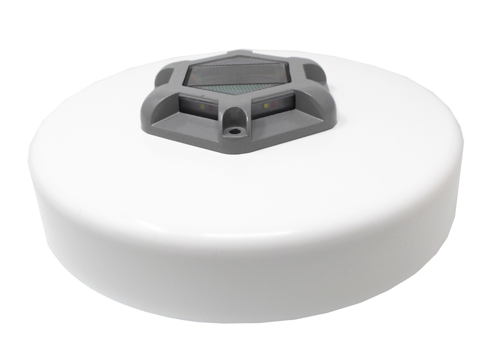White Flat Dock Piling Cap with Outdoor Solar Powered Waterproof LED White Light