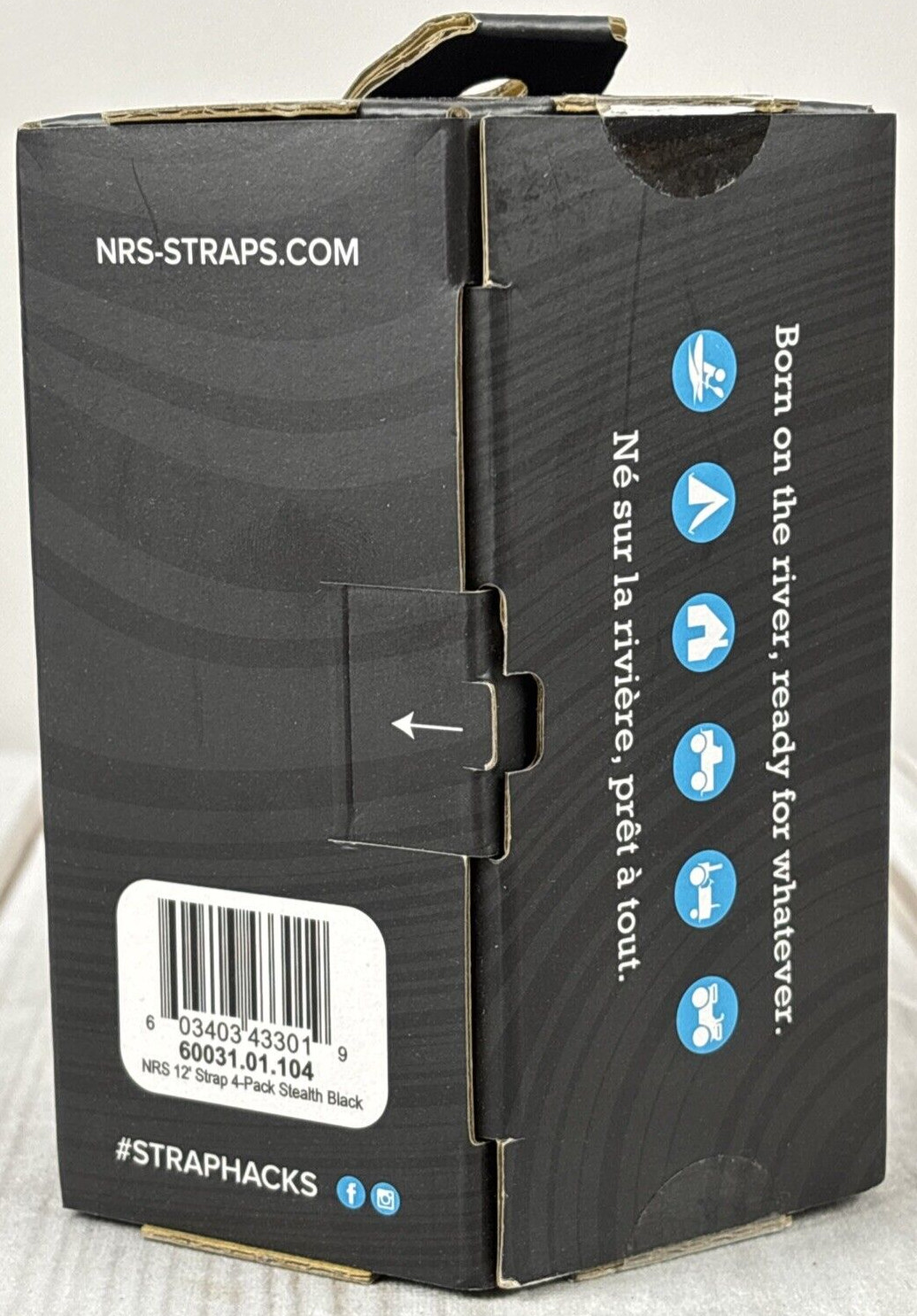 NRS 4-pack 12ft (12′) 1″ Heavy Duty Tie-Down Straps 500lbs Load Limit; Black