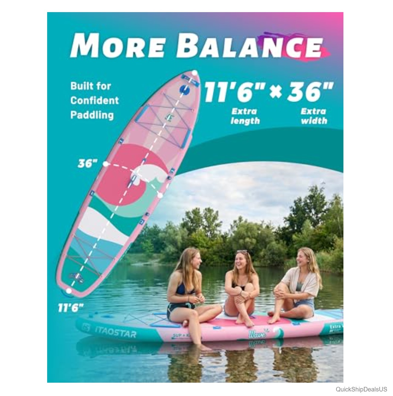 Inflatable Stand Up Paddle Board 11ft 6in 36in Wide 450lbs Kayak Seat Backpack