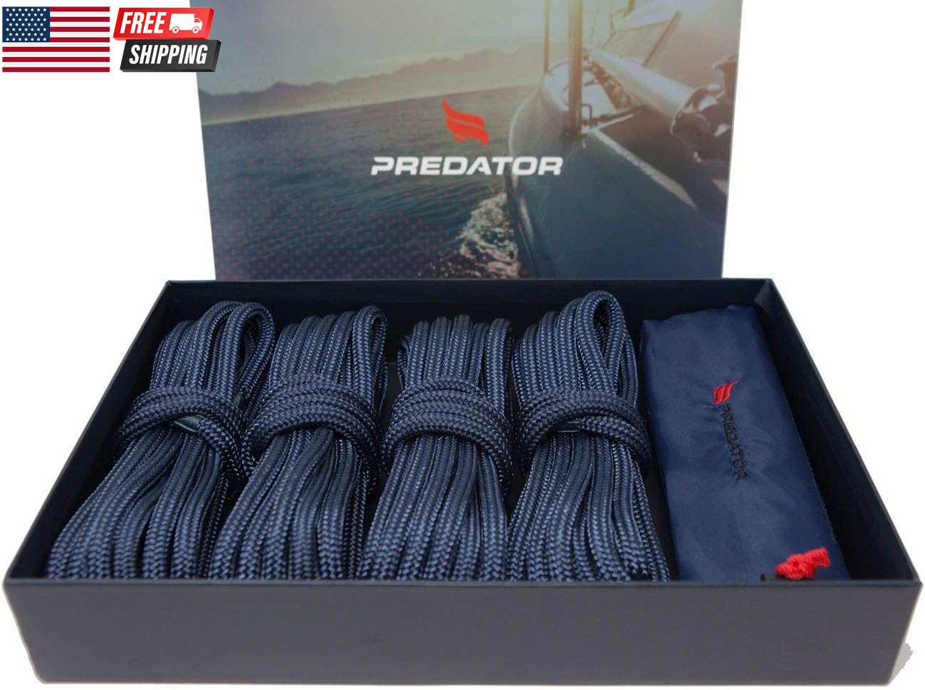 NZ Hi-Performance Dock Lines Bag Set | 3/8″ X 15′ Double Braided Nylon Dock Line
