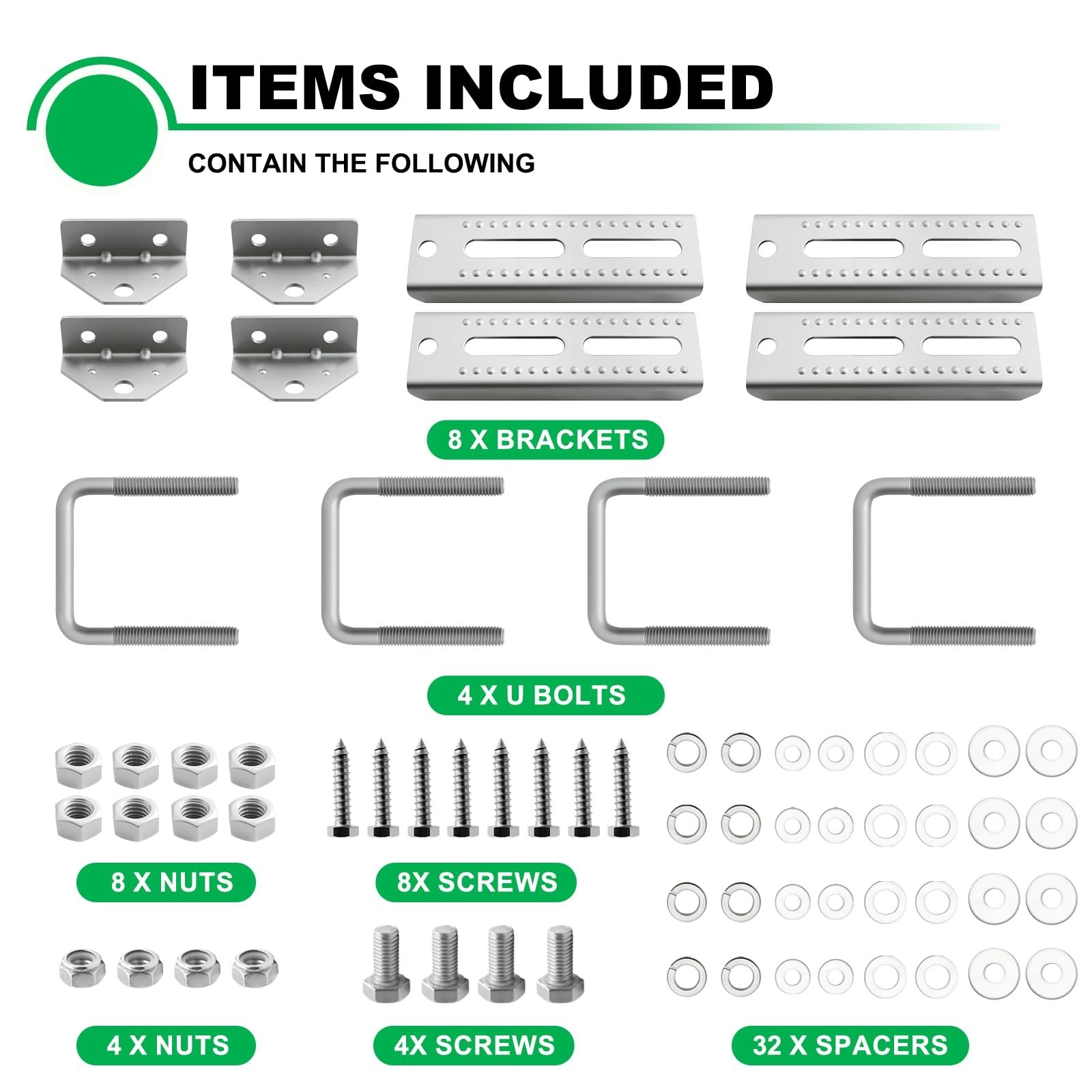 8″ Boat Trailer Bunk Brackets Kit Heavy Duty, Galvanized Swivel Top Bunk Brac…