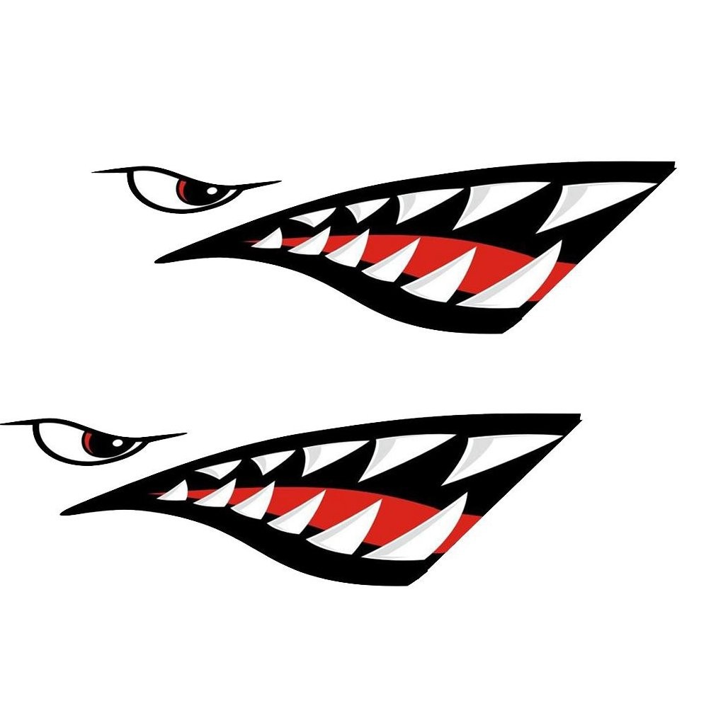 MOOCY 2 Pieces Shark Teeth Mouth Decals Sticker for Canoe Kayak Surfboard Oce…