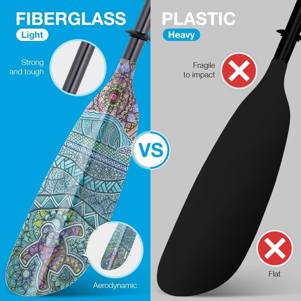 Fiberglass Kayak Paddle for Adults- Ideal for Touring, Fishing and Boating- 90.5