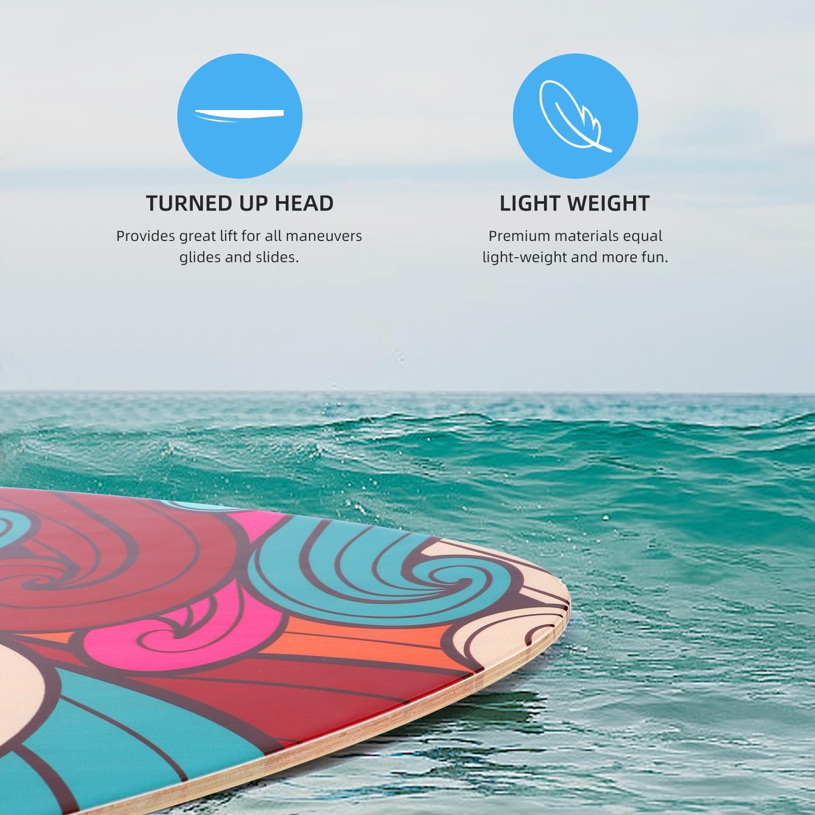 Skimboard 35 Inch Skim Boards for Beach Adults ＆ Kids, High Gloss Coat Wooden…
