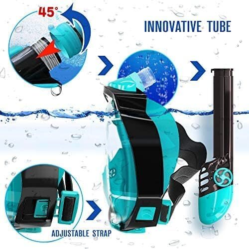 IClique Ocean LINE Full Face Snorkel Mask Flat – Diving Set 180 Panoramic View