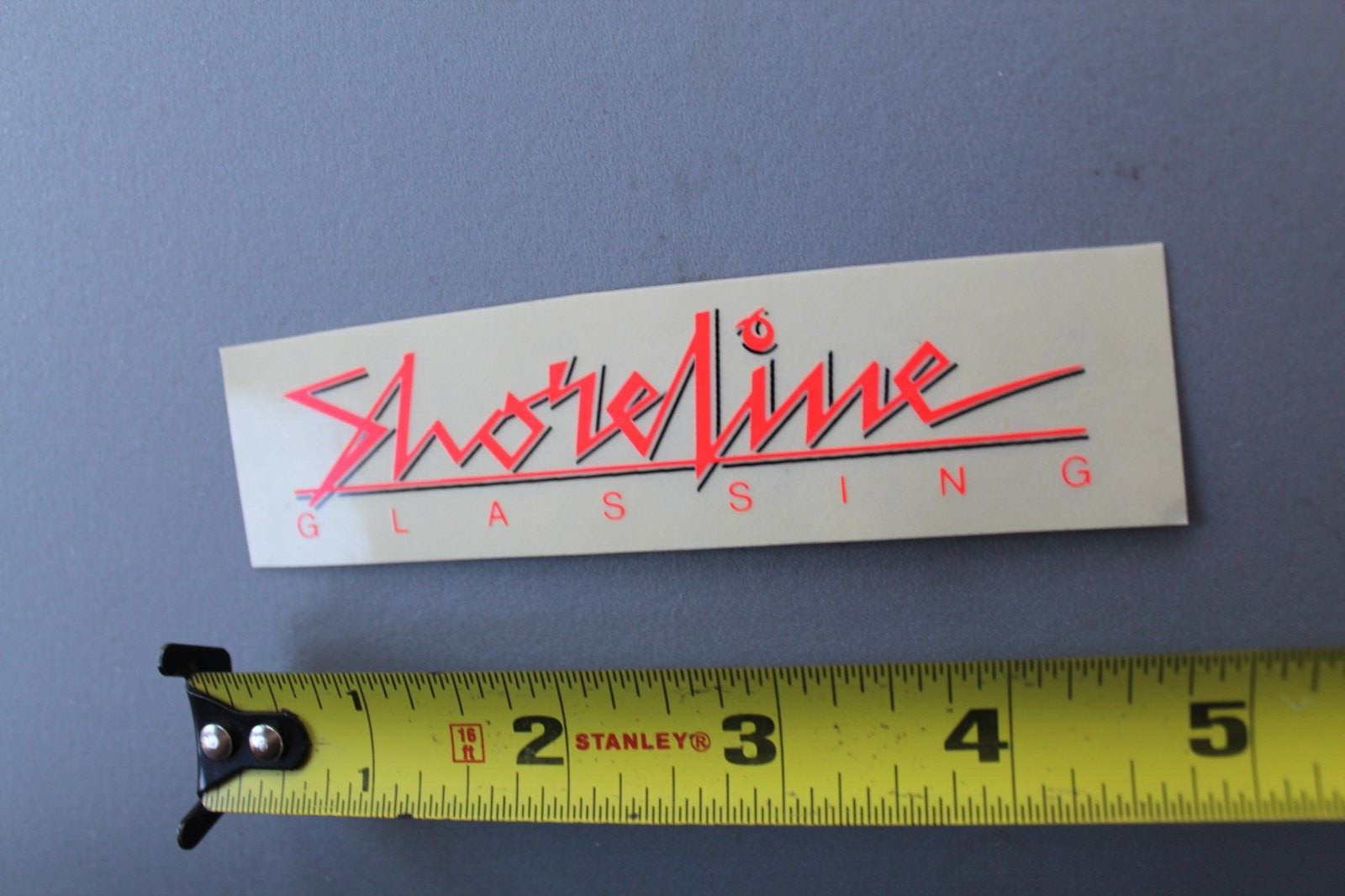 Shoreline Surfboard Glassing Clear Neon Orange OG V69B Vintage Surfing STICKER