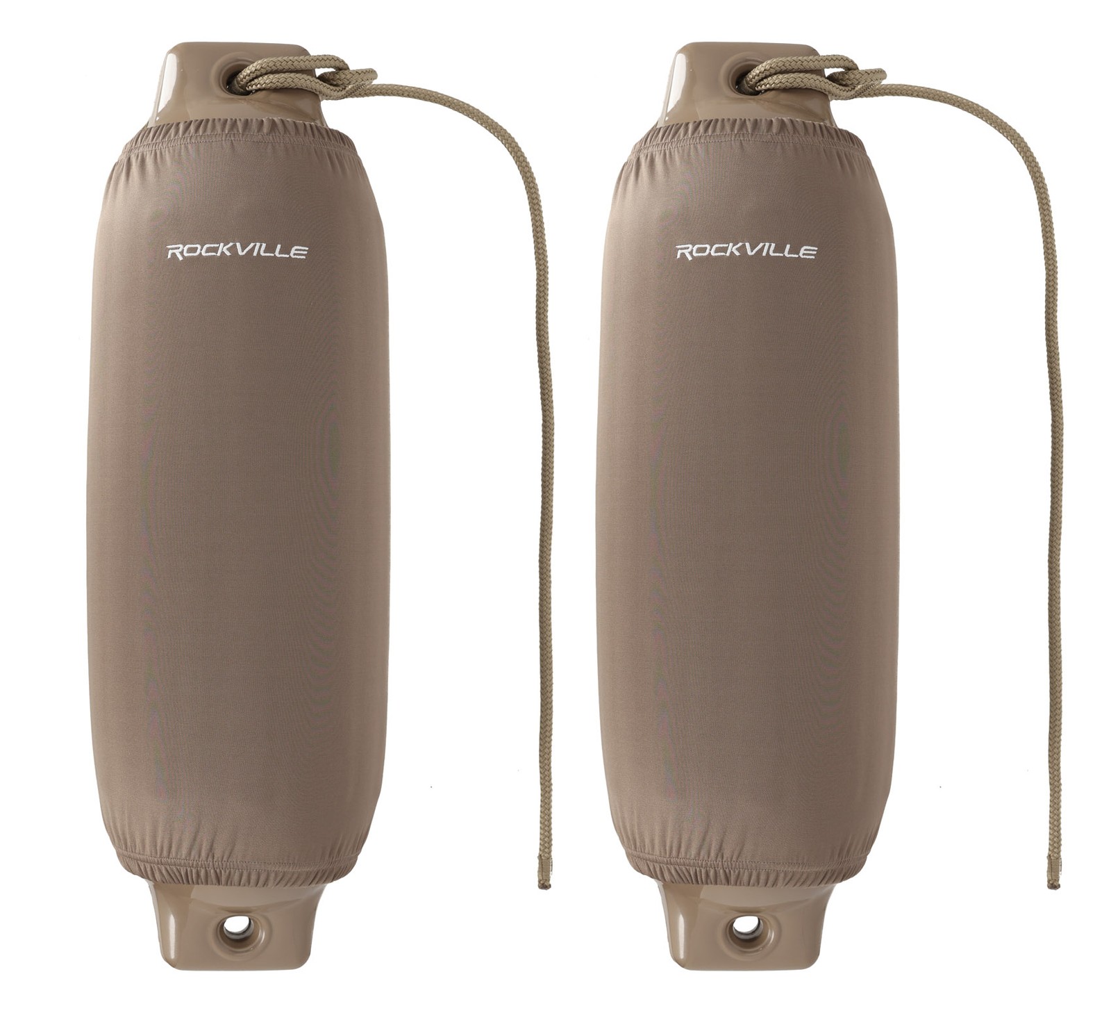 Rockville FEN285-SAND Boat Fender Package 2 Bumpers 8.5″x27″, 2 Covers, 2 Lines