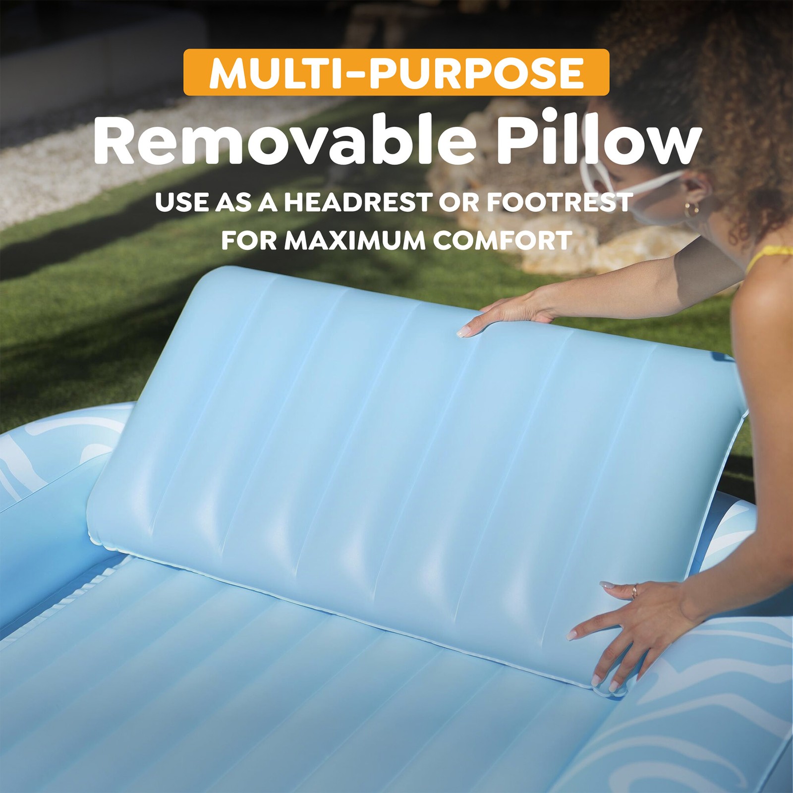 H2OGO! Sun-Kissed Tanning Lounge, 6’8″ x 54″ x 10″ XL Inflatable Pool Float