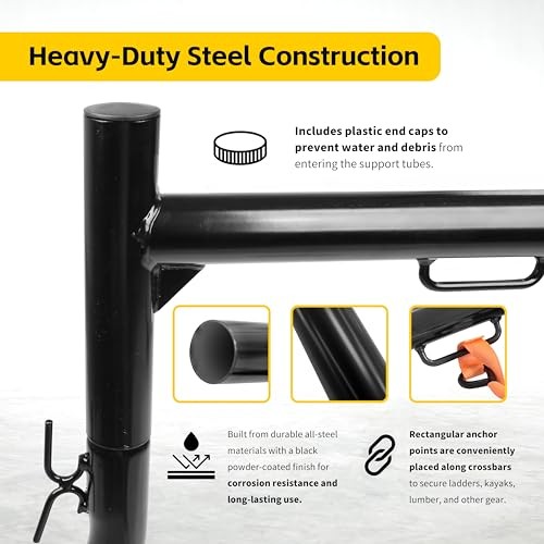 50241 Adjustable Steel – No Drill Installation, 500 lbs Truck Ladder Rack