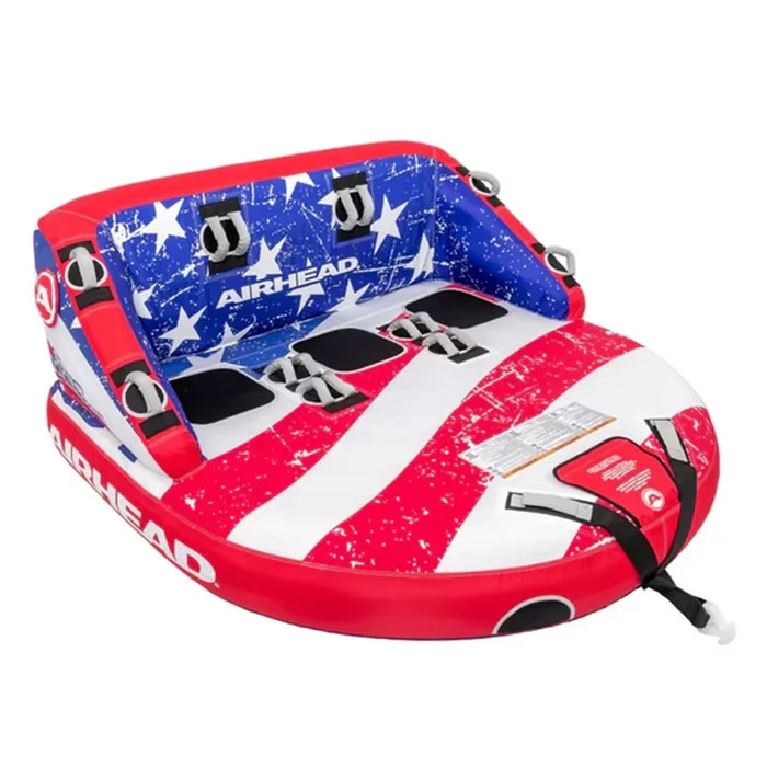 Airhead Super Mable 3 Rider Towable Tube Stars & Stripes Inflatable Boat Tube