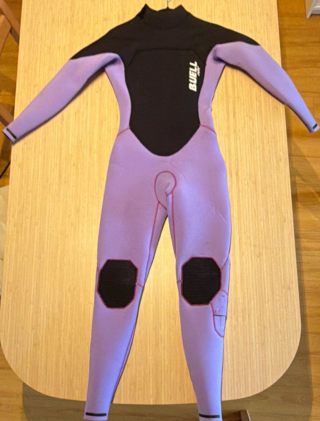 Buell Women’s Full Wetsuit 4/3 Thick Size W8 Purple/Black Surf Swim