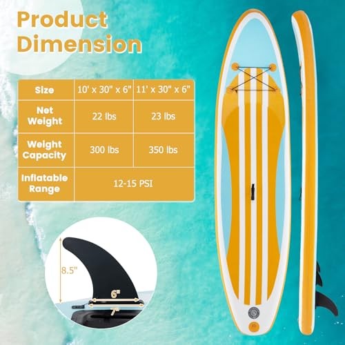 Paddle Board, Inflatable Stand Up Paddle Board with SUP 11FT Stripe