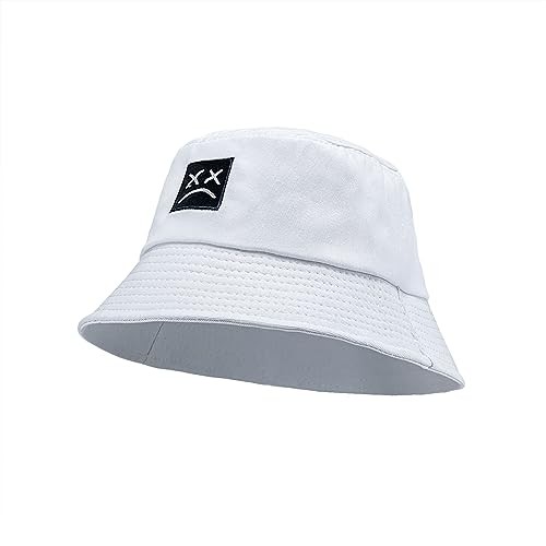 Bucket Hat Unisex Simple Caps Hip Hop Gorros Men Women Cap Beach One Size White