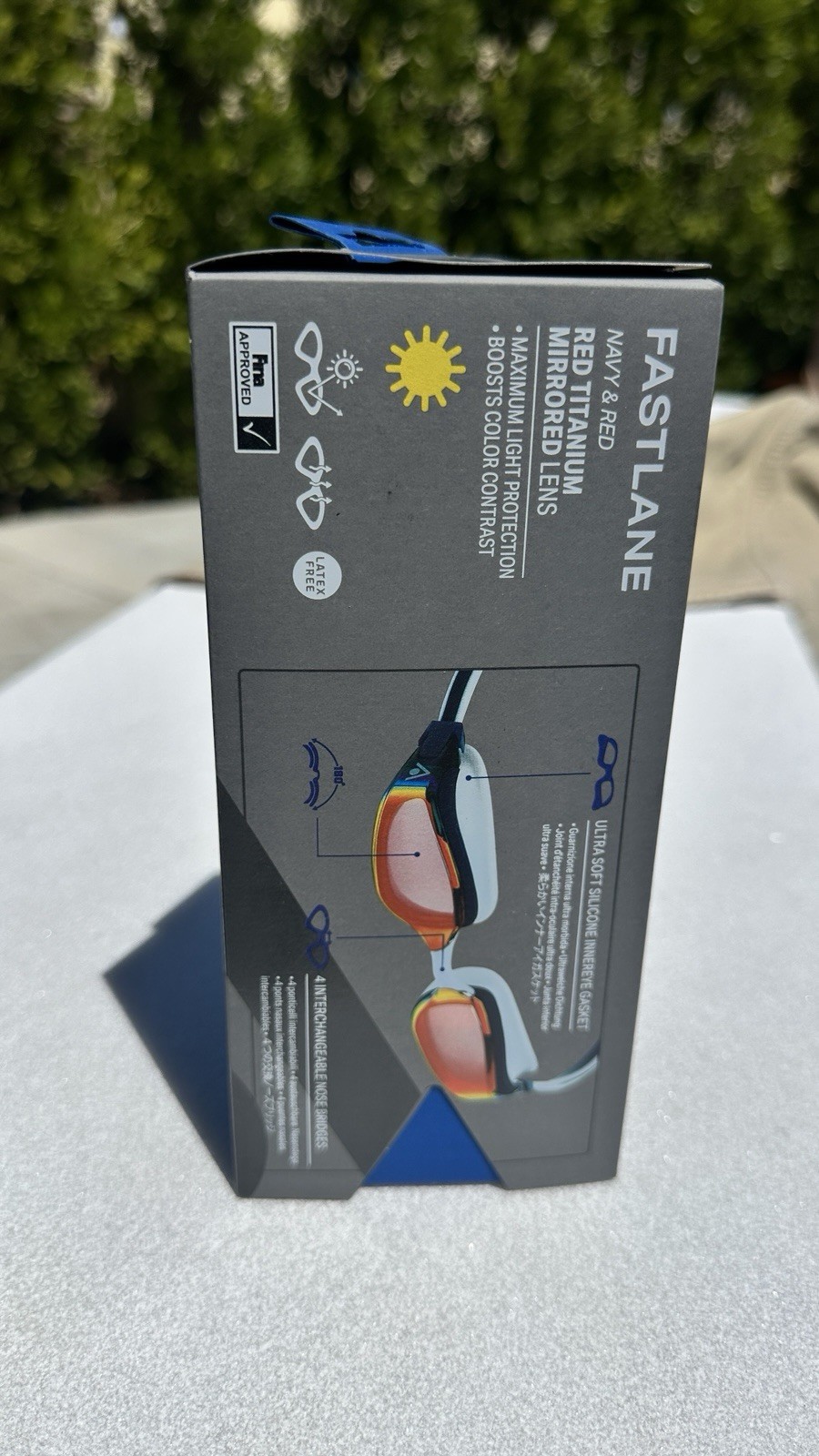 Aqua Sphere Kaiman EXO Active Adult Swim Goggles NAVY & RED Titanium Mirrored