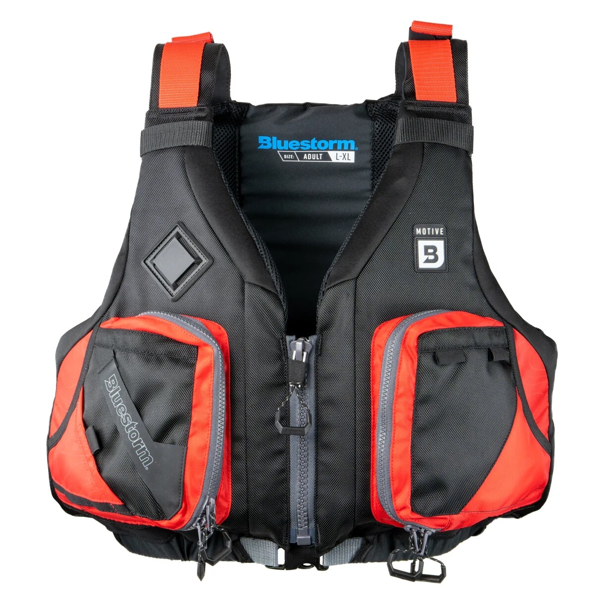 Bluestorm MOTIVE Kayak Life Jacket Fishing Vest Type III PFD, Nitro Red