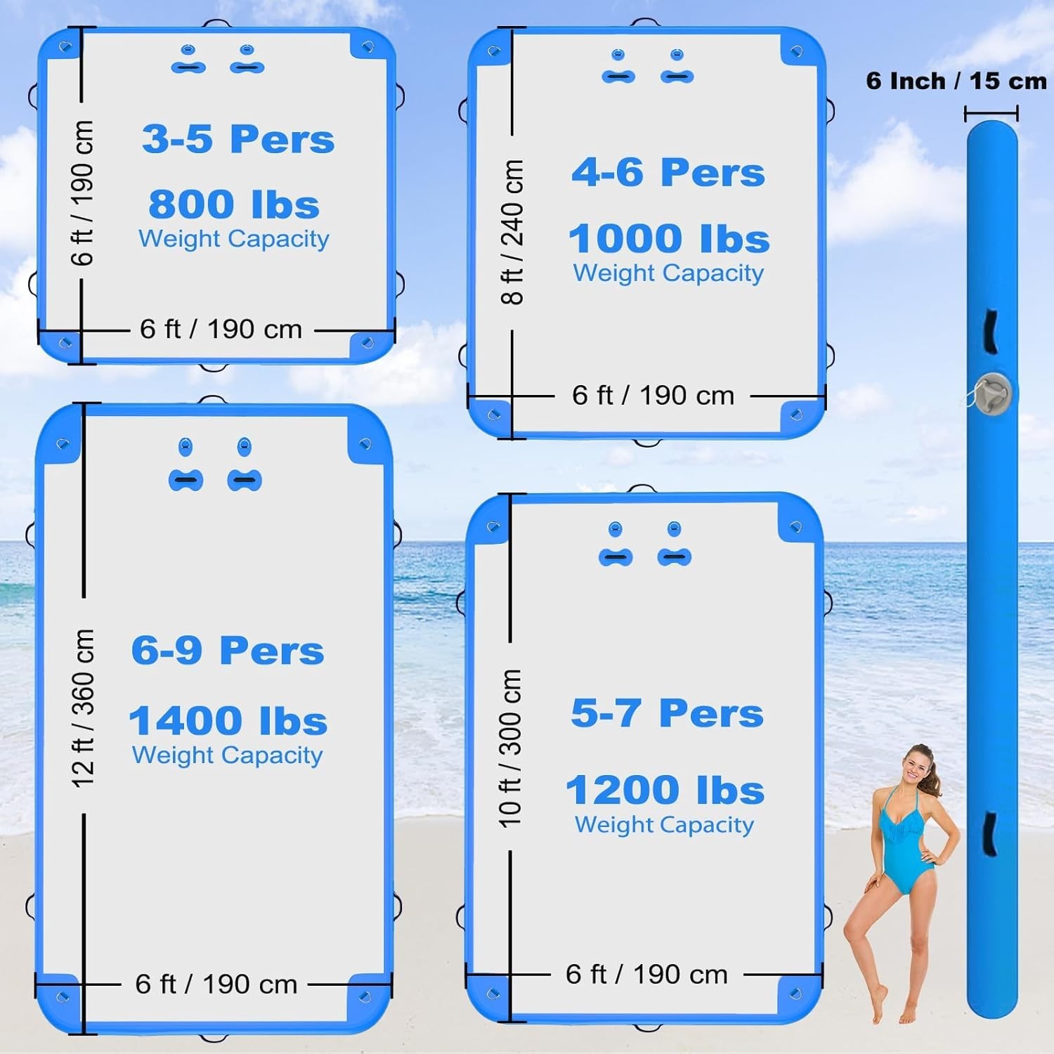 6’x12′ Inflatable Lake Deck,None-Slip Surface Swim Deck,floating dock for boat