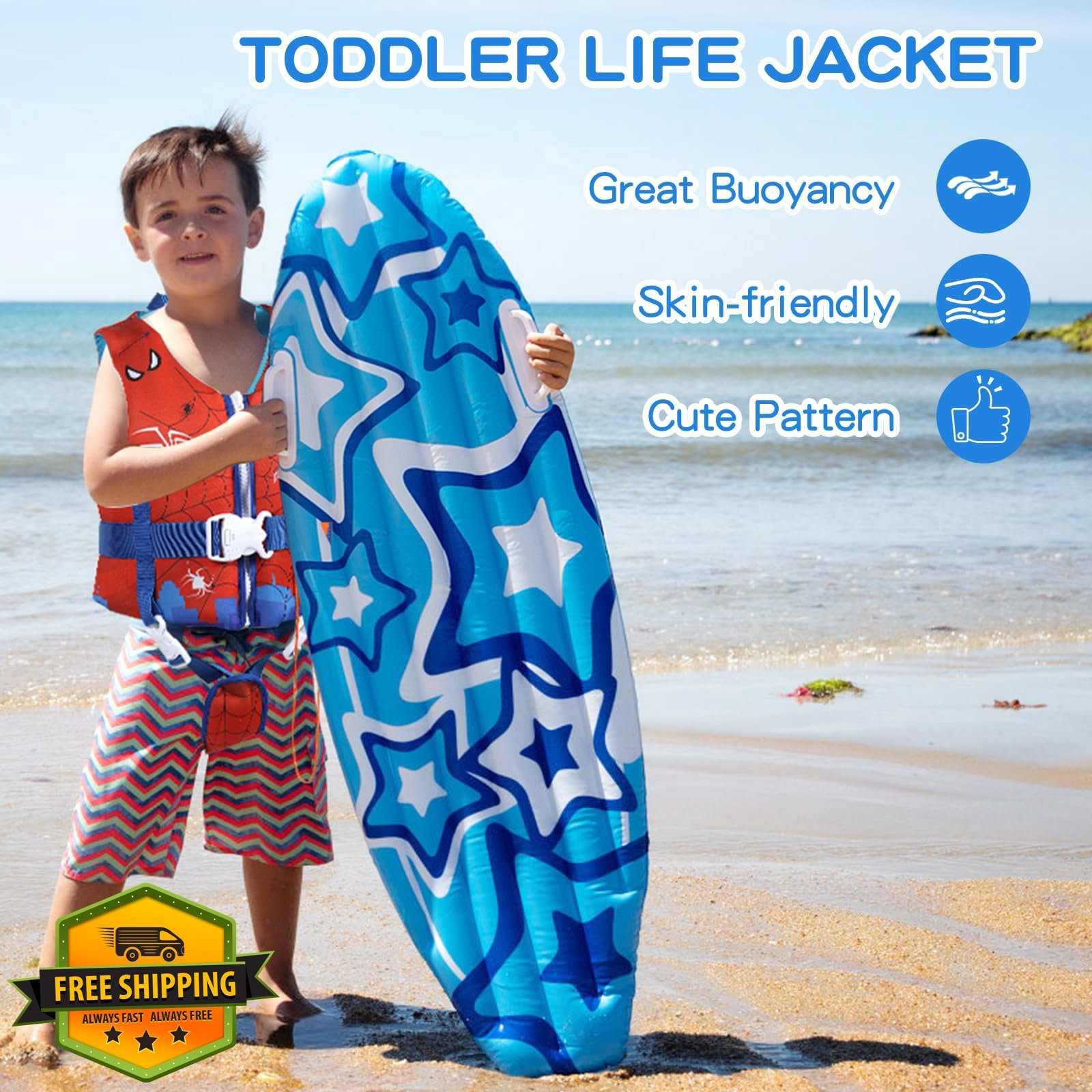 Toddler Swim Vest 20-90 lbs, Ages 1-9+, Safety Strap Jacket