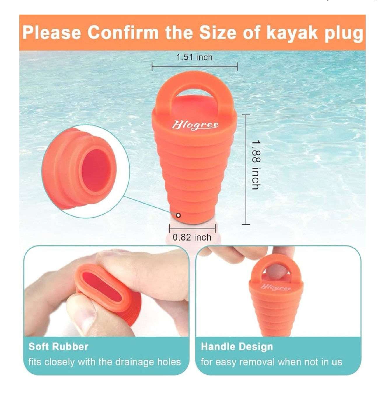 Hlogree 14 PCS Kayak Orange Silicone Scupper Plug Fits 0.82″ to 1.51″‘ Holes