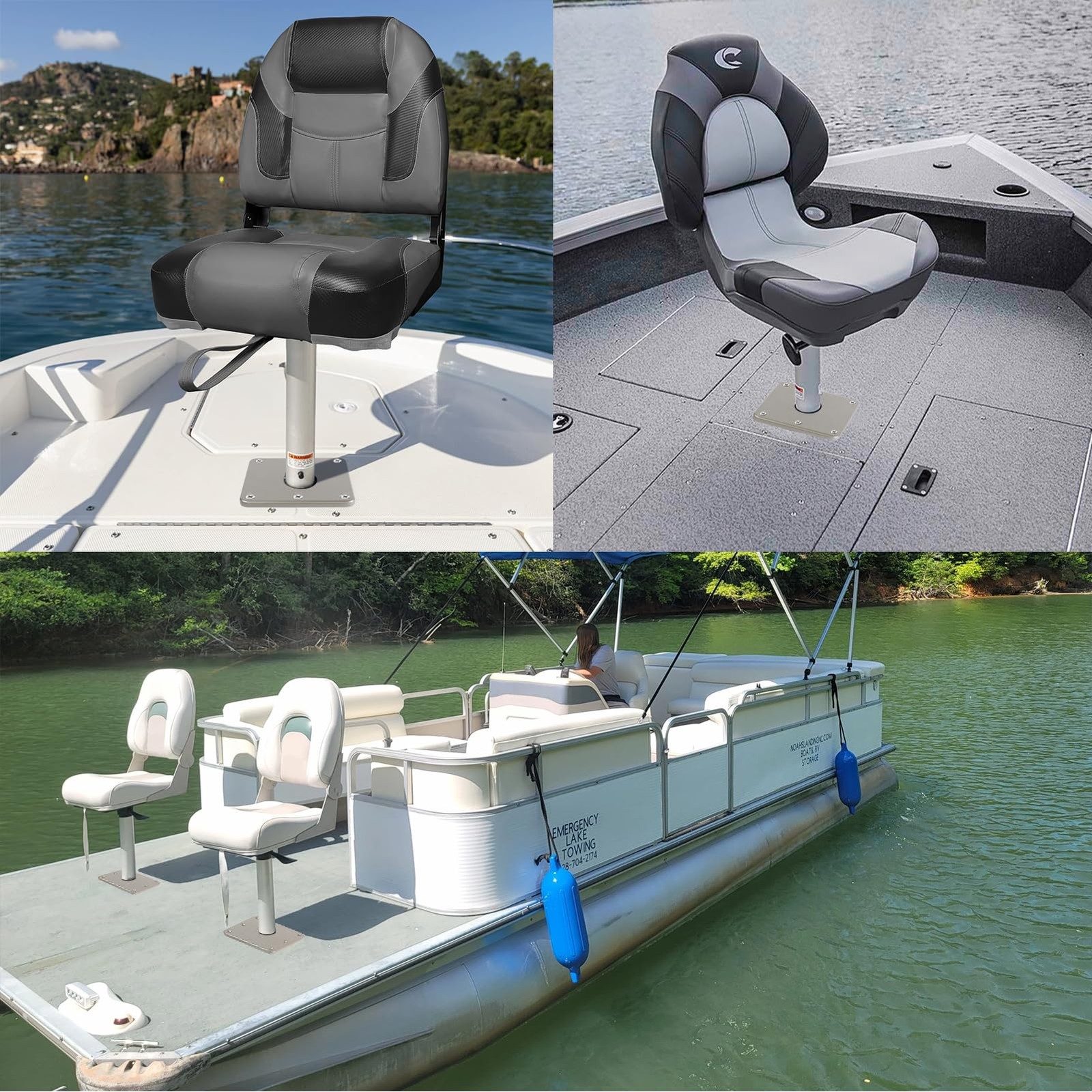 Boat Seat Base Mount Pedestal 1pack 7×7 Aluminum, Dark Gray