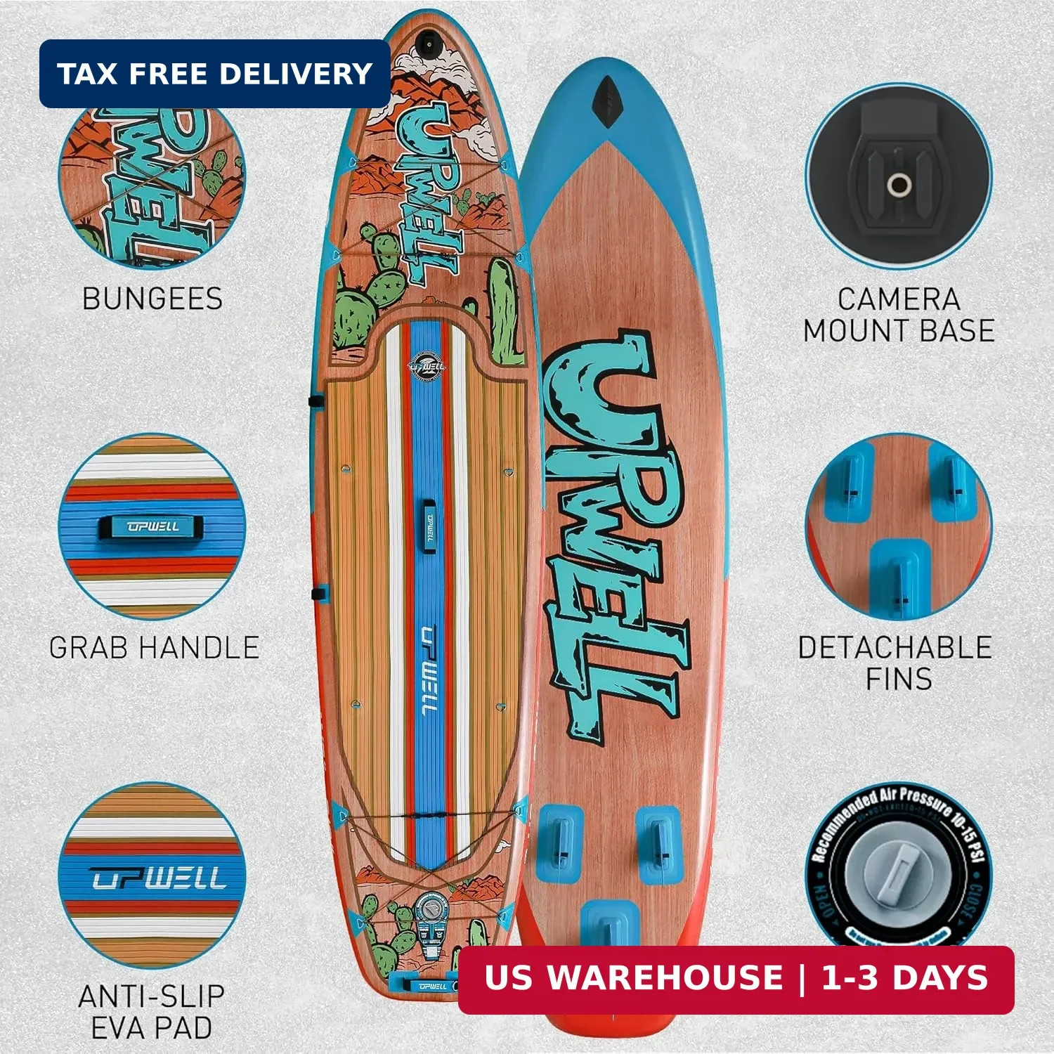 UPWELL 11’6″/11’2″/11’/10’8″/10’6″/10’2″ Inflatable Stand Up Paddle Board with s