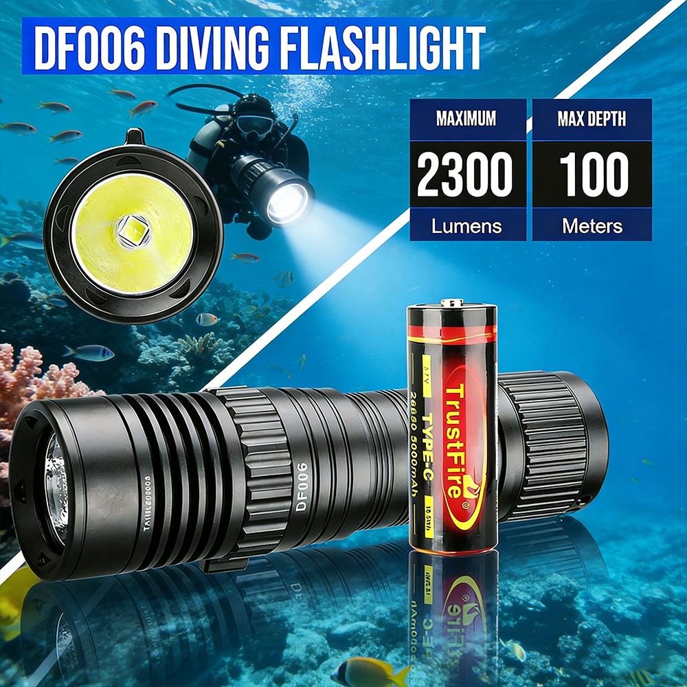 TrustFire 2300LM LED Diving Light Underwater LED Scuba Snorkel Dive Flashlight W