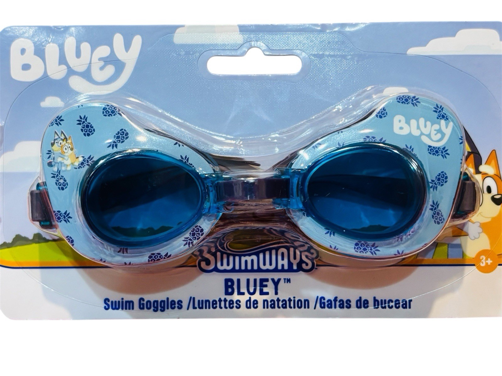 Bluey Kids Swim Goggles Age 3+ Adjustable Strap Swim Mask Factory Sealed New