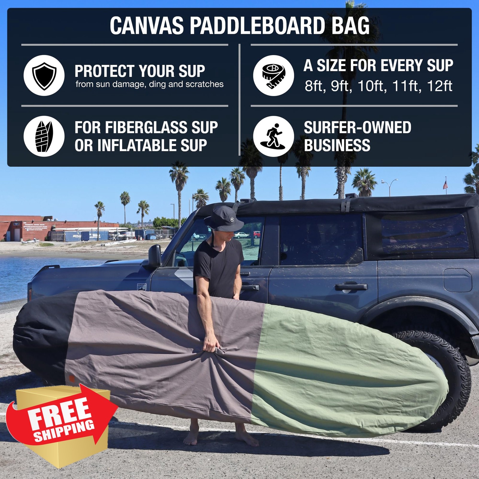 Ho Stevie! SUP Bag 9’0″ Black/Gray/Green