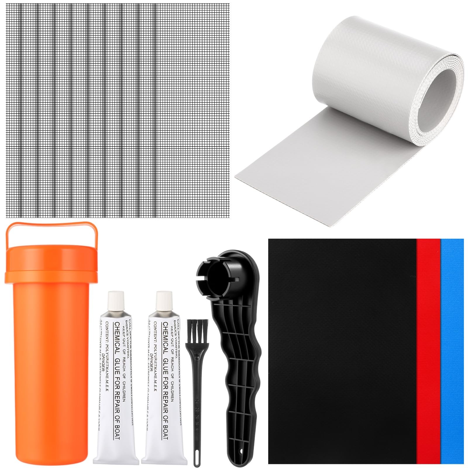 Inflatable Boat Repair Kit Include 3 x PVC Patch, 10 x Reinforcing Mesh Cord,…