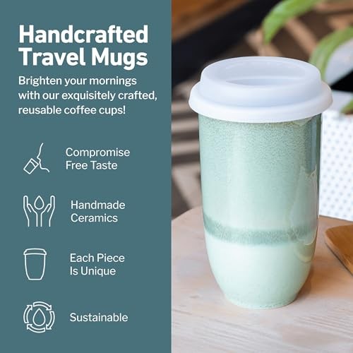 Coffee Travel Mug – Reusable Coffee – Microwave & Dishwasher 16 Ounces Emerald