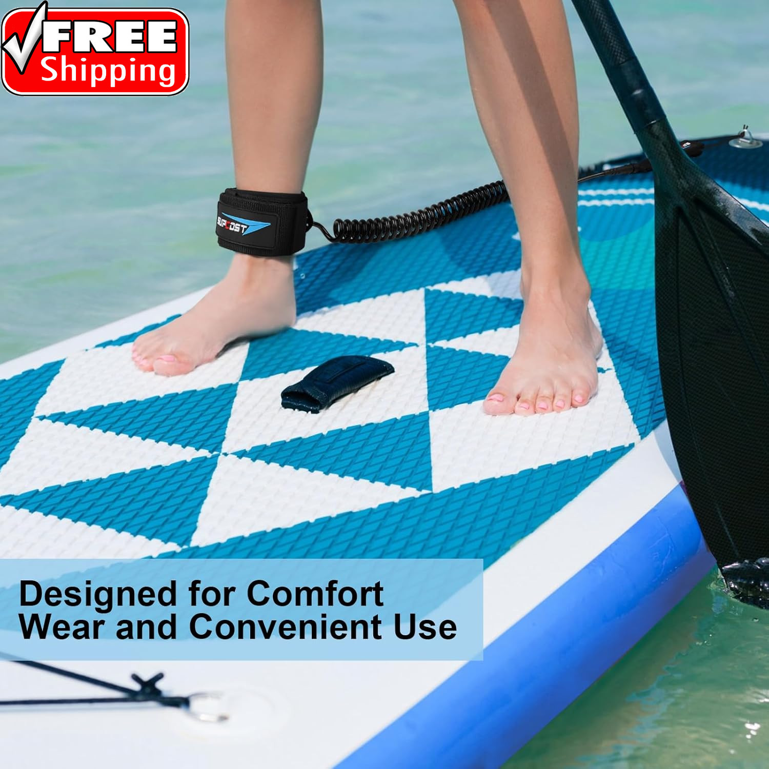 10 Ft Surf Board Leash, 5.5Mm/7.0Mm Thick Urethane Coiled Paddle Board Leash. Co