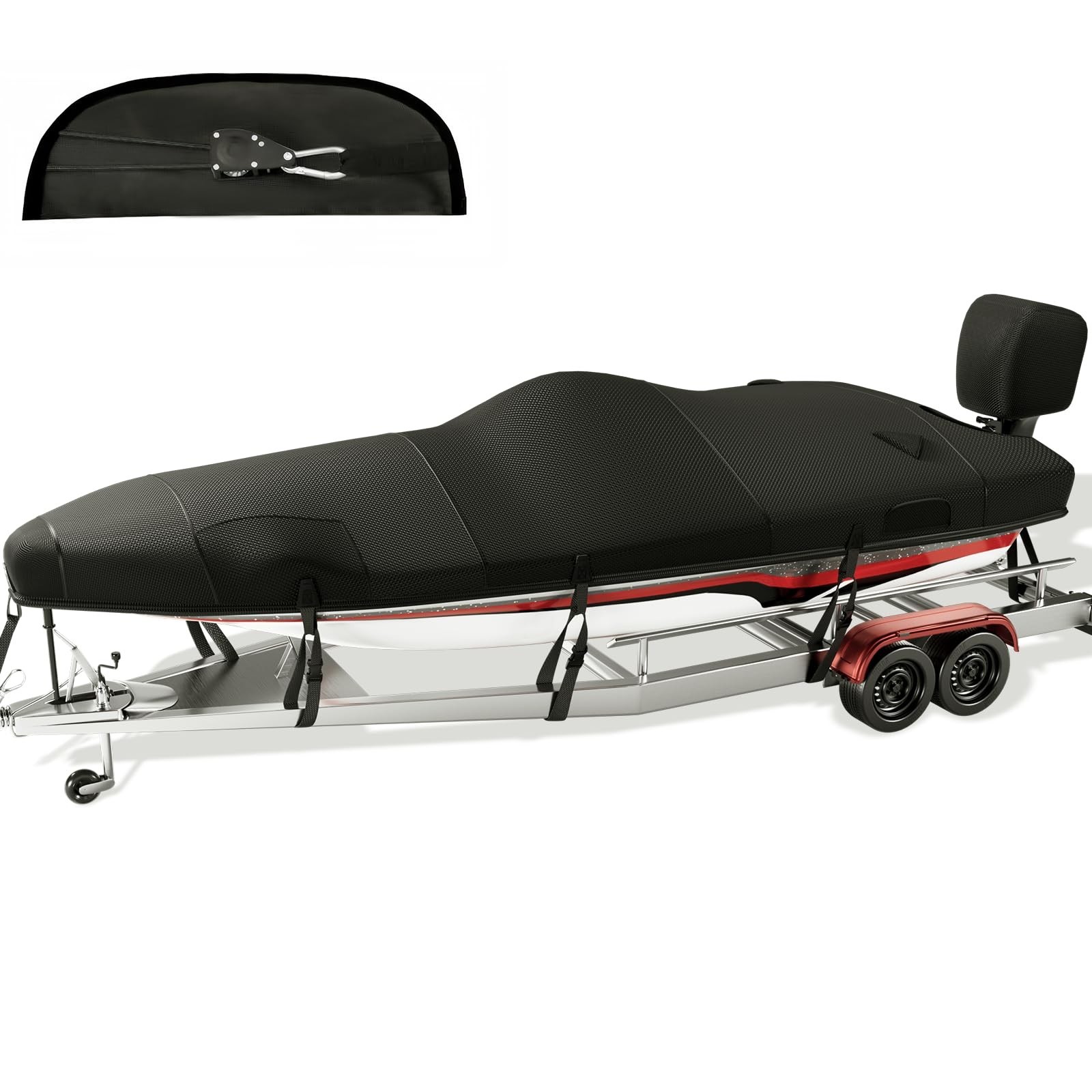 1200D Ratchet Custom Trailerable Bass Boat Cover 20-22ft,Black | Ratchet to F…