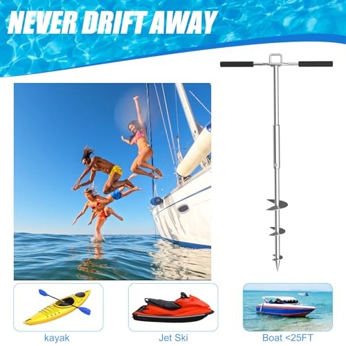 Boat Sand Anchor/46″ 316 Stainless Steel PWC Sand Anchors Ideal for 34″