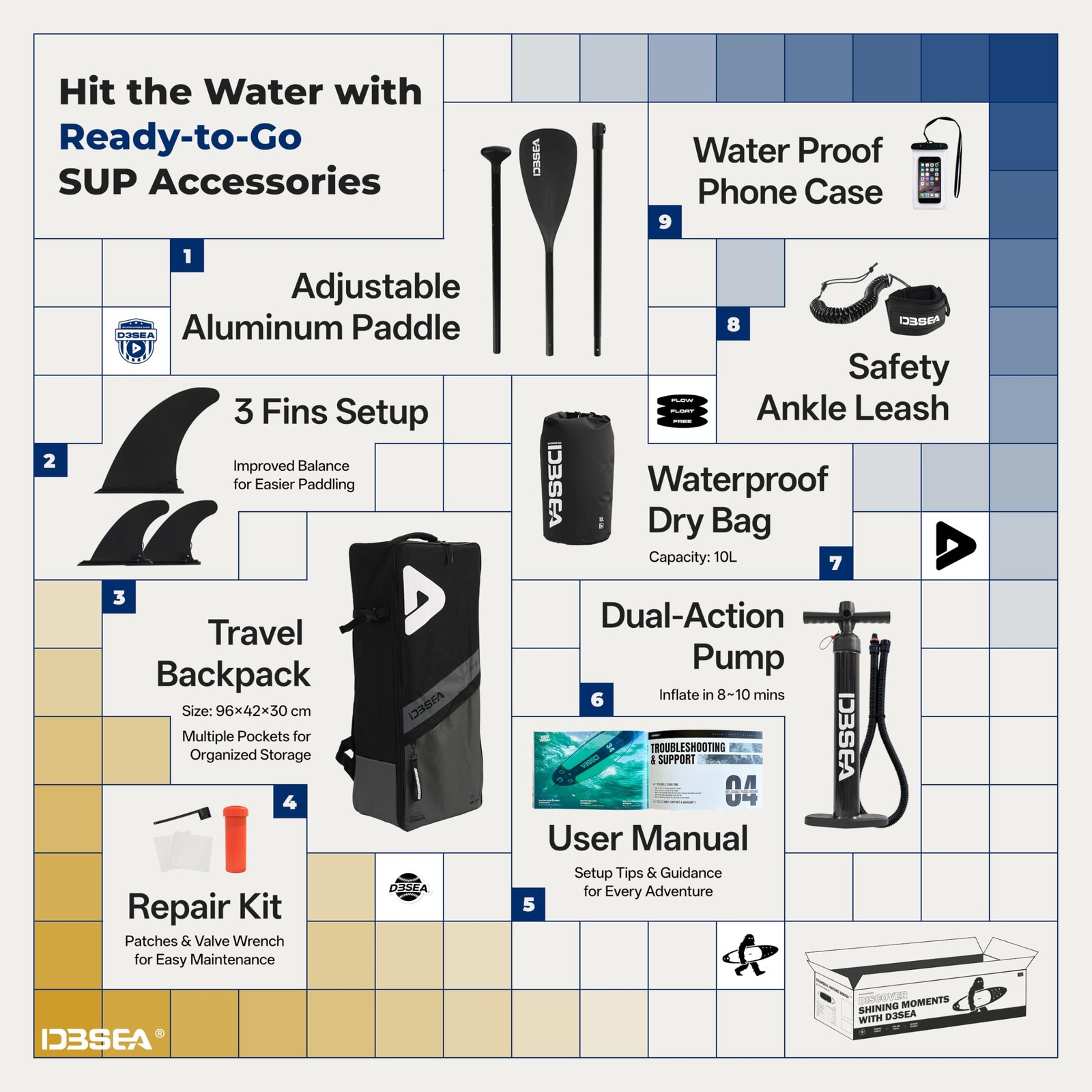 11 ft Inflatable Paddle Board with SUP Accessories, Extra Long Non Slip EVA D…
