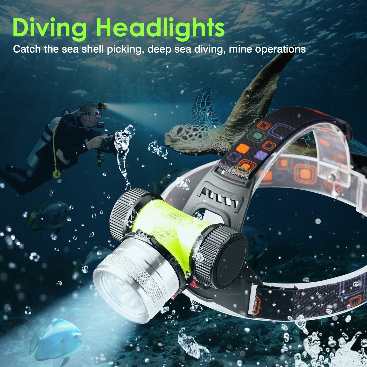 Scuba Diving LED Headlamp Underwater 262ft Waterproof Headlight Head Dive Torch