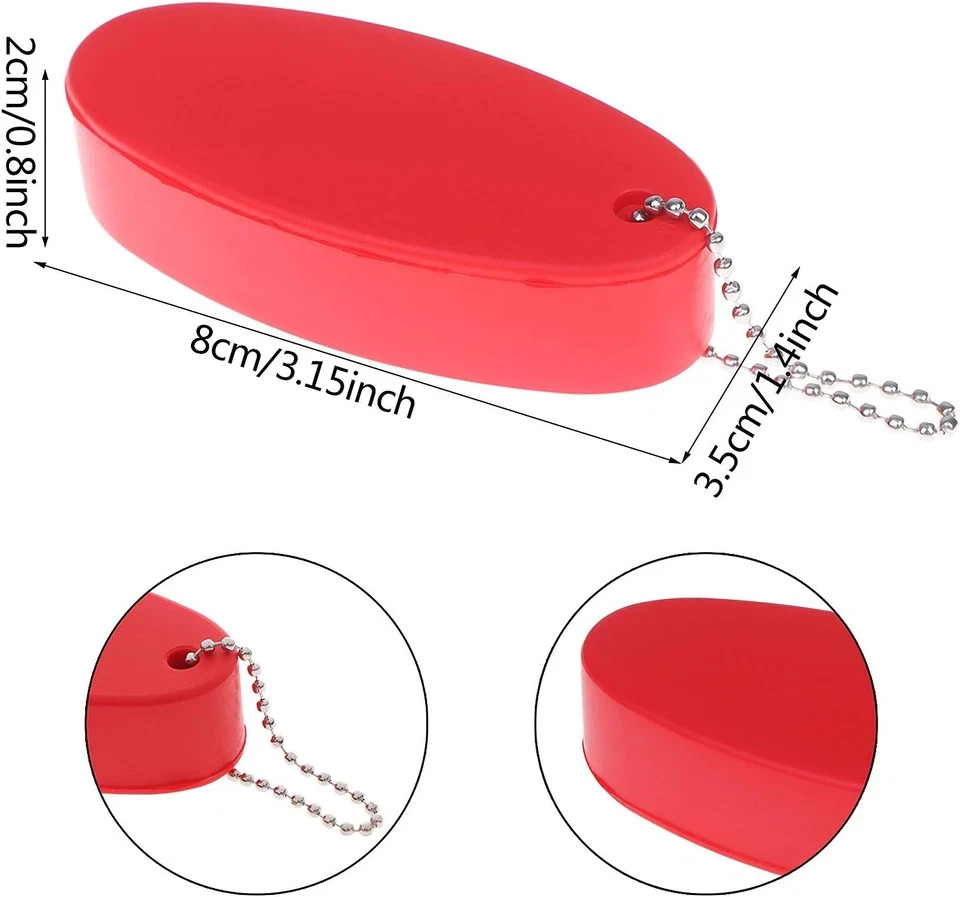 LOCOLO 8Pcs Oval Foam Floating Keychain, 4 Colors – Red, Green, Yellow, Orange –