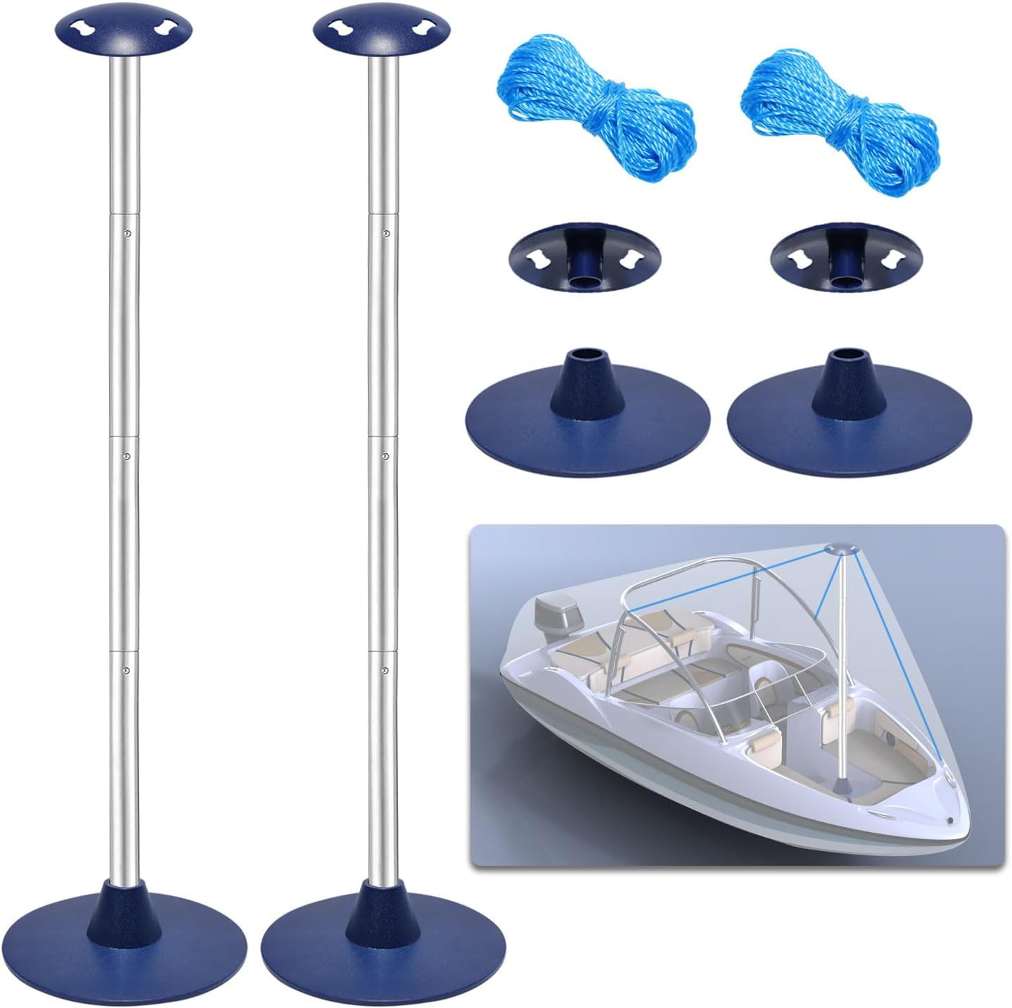 2 Pack Boat Cover Support Poles Height Adjustable Support System