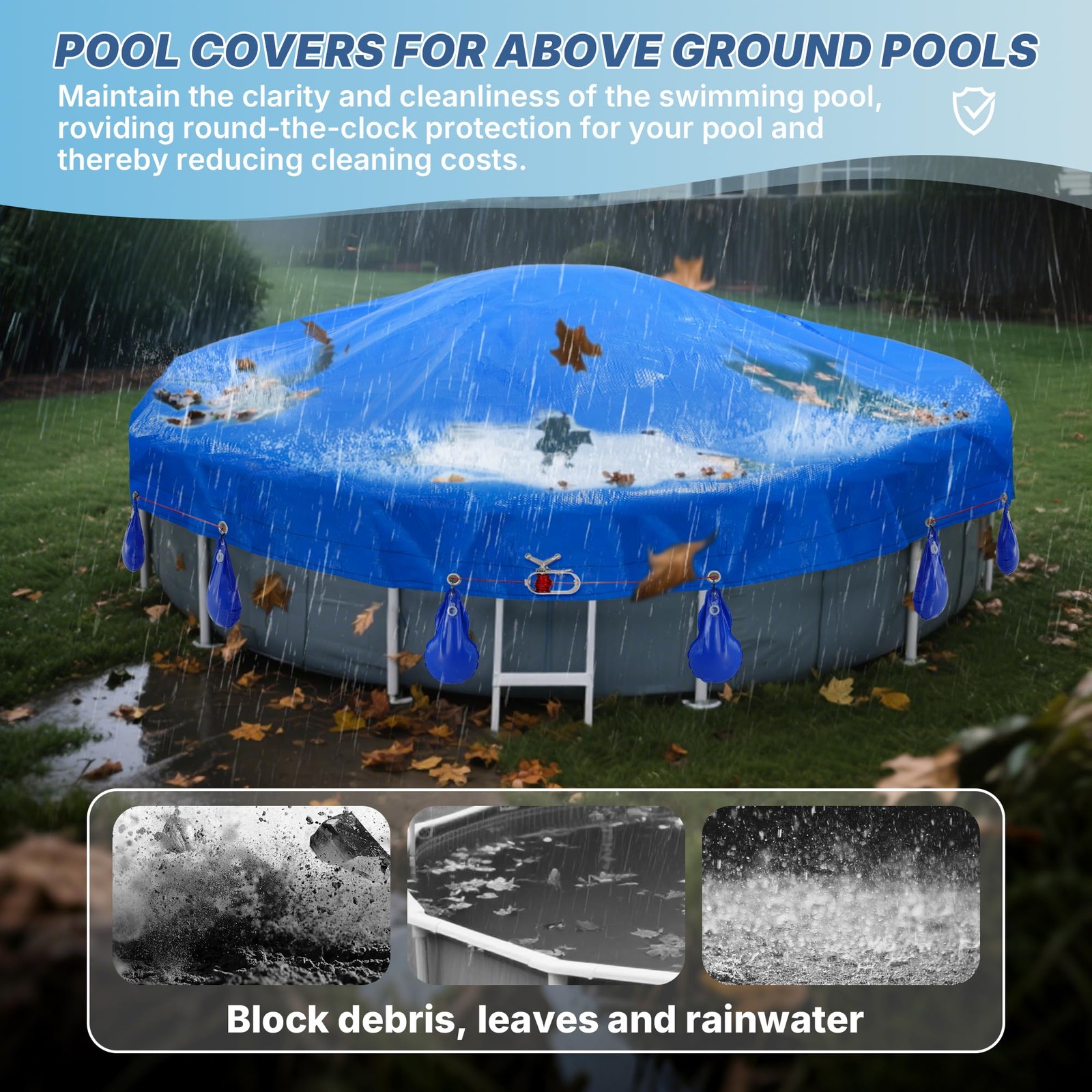 18′ Round Pool Cover for Above Ground Pools – Winter Above Ground Pool Cover …