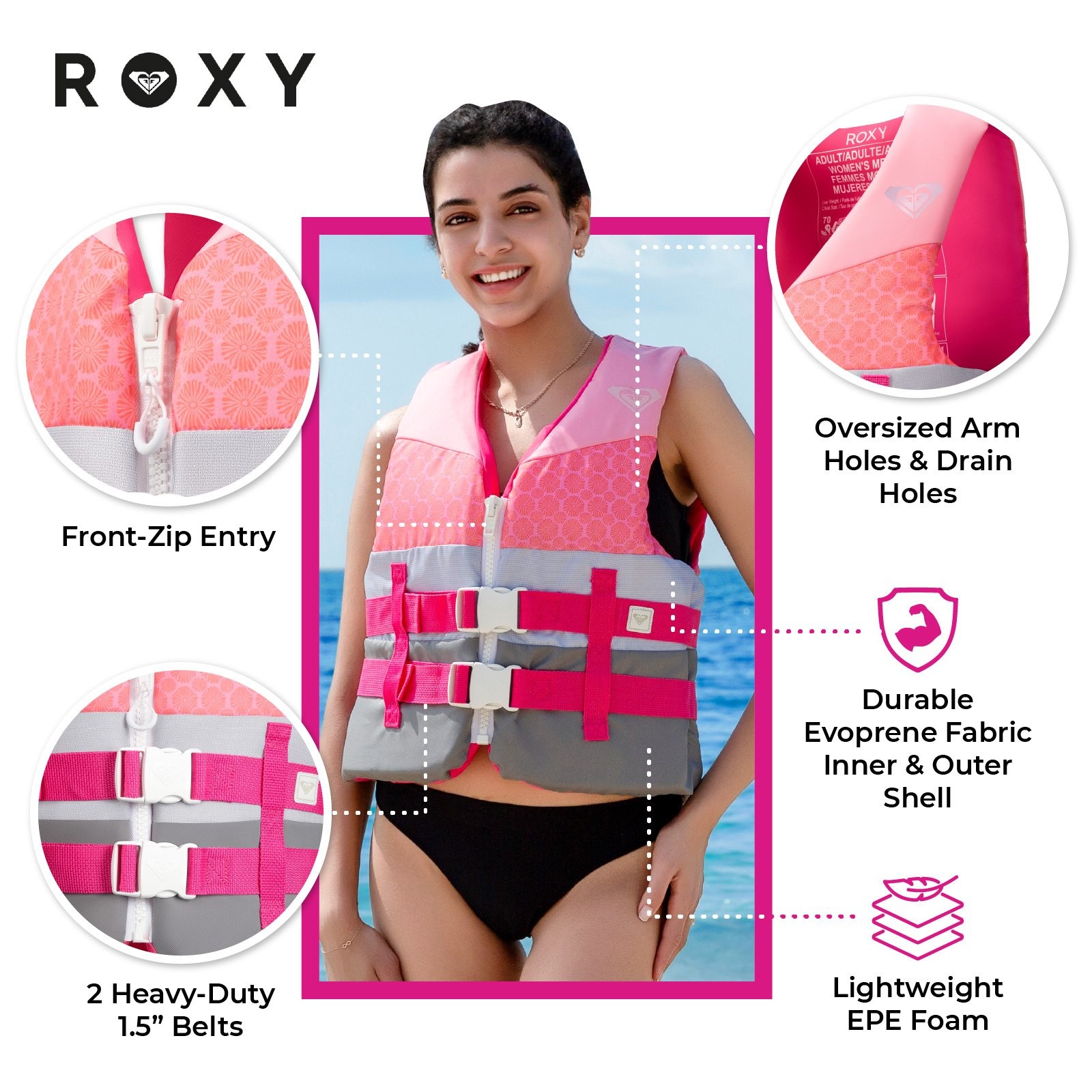 Roxy Women Life Jackets USCG Approved Adults Boating Kayaking Fishing Life Vest