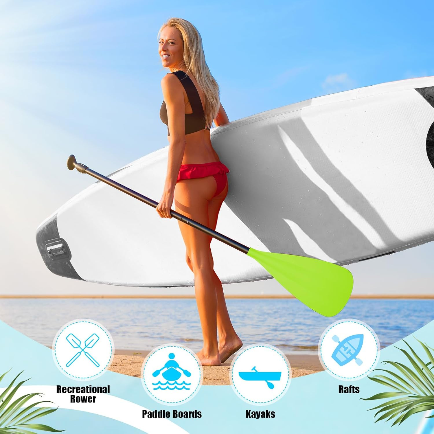 4 Set of 3 Pieces SUP Paddle Board Paddle Adjustable Paddleboard Lightweight Sta