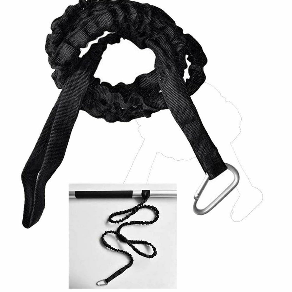 2/4pc Elastic Paddle Fishing Leash Safety Rod Coiled Lanyard For Kayak Canoe Oar