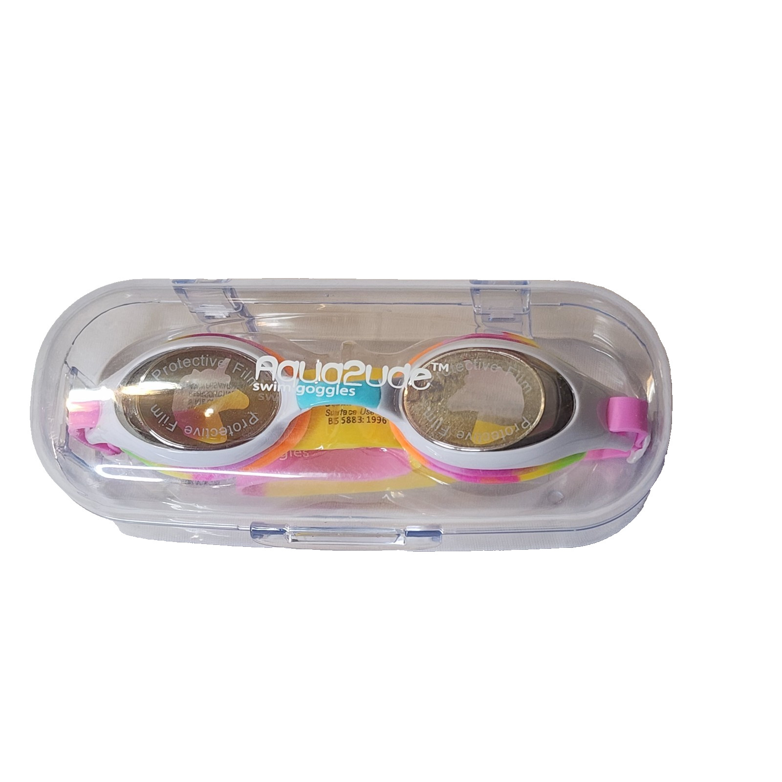 Aqua2ude Kids Swim Goggles BLUE – PINK – LIGHT BLUE Ages 6+ Protective Case NEW