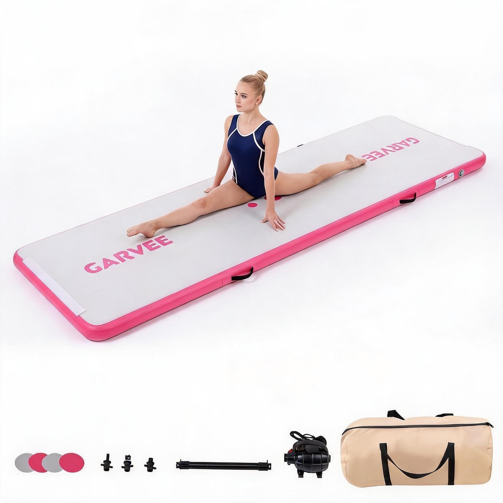 9.8ft Inflatable Gymnastics Air Track Mat w/Electric Air Pump for Kids, Pink