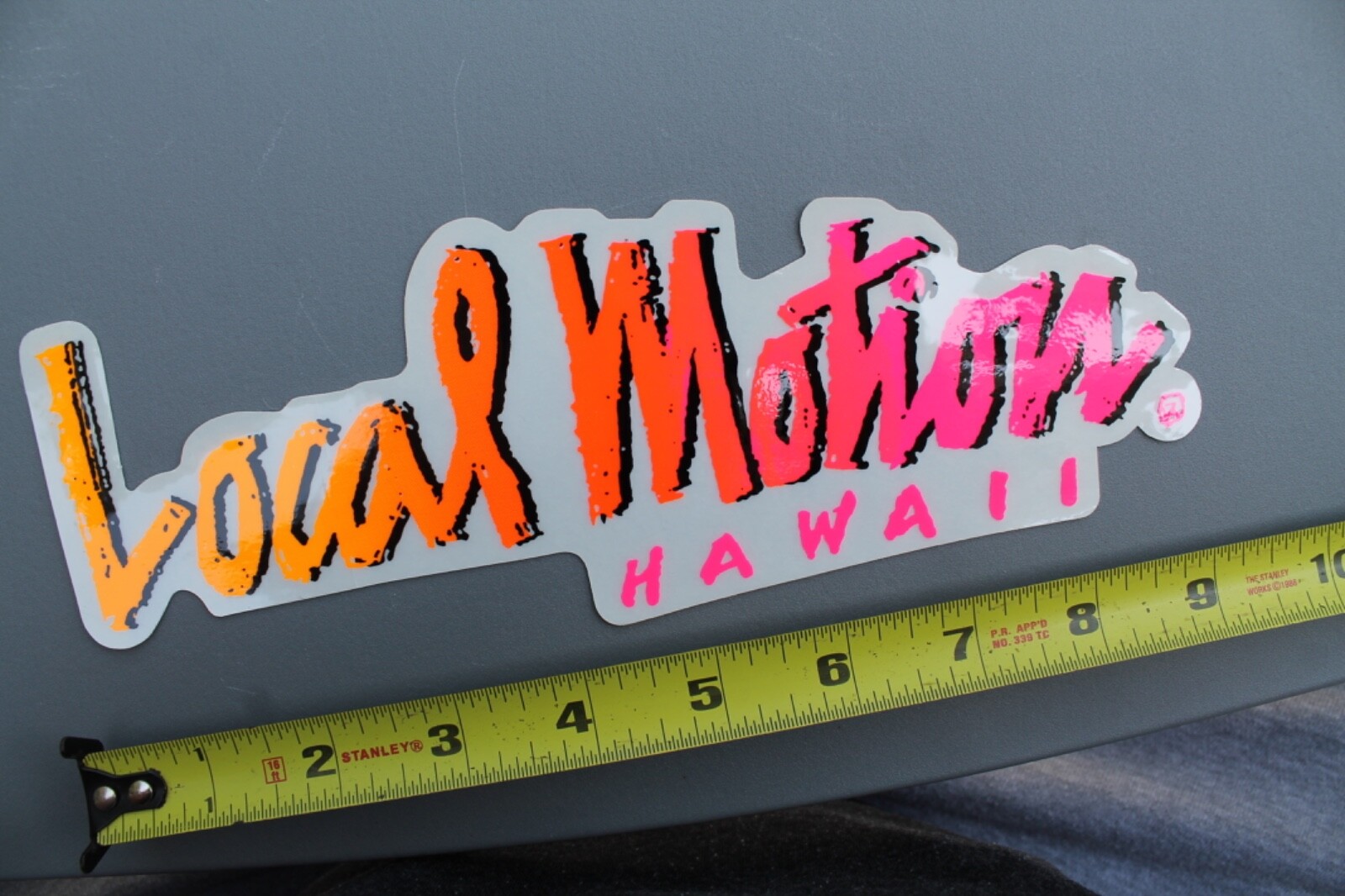 LOCAL MOTION Hawaii Clear Neon Orange Pink Fade 80’s Vintage Surfing STICKER