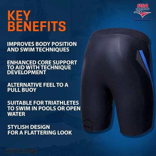 ZONE3 Neoprene Buoyancy Shorts ‘Originals’ 5/3mm Medium, Black/Blue