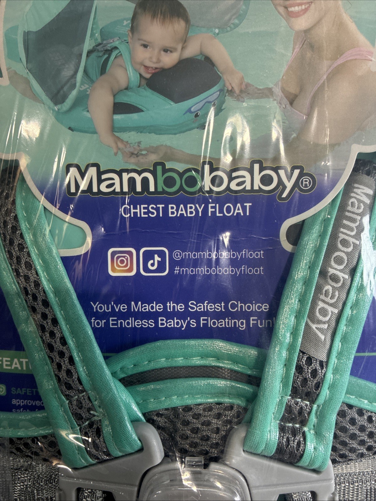 Mambobaby Floatation Baby Float Air Free for pools, safe air free, green.