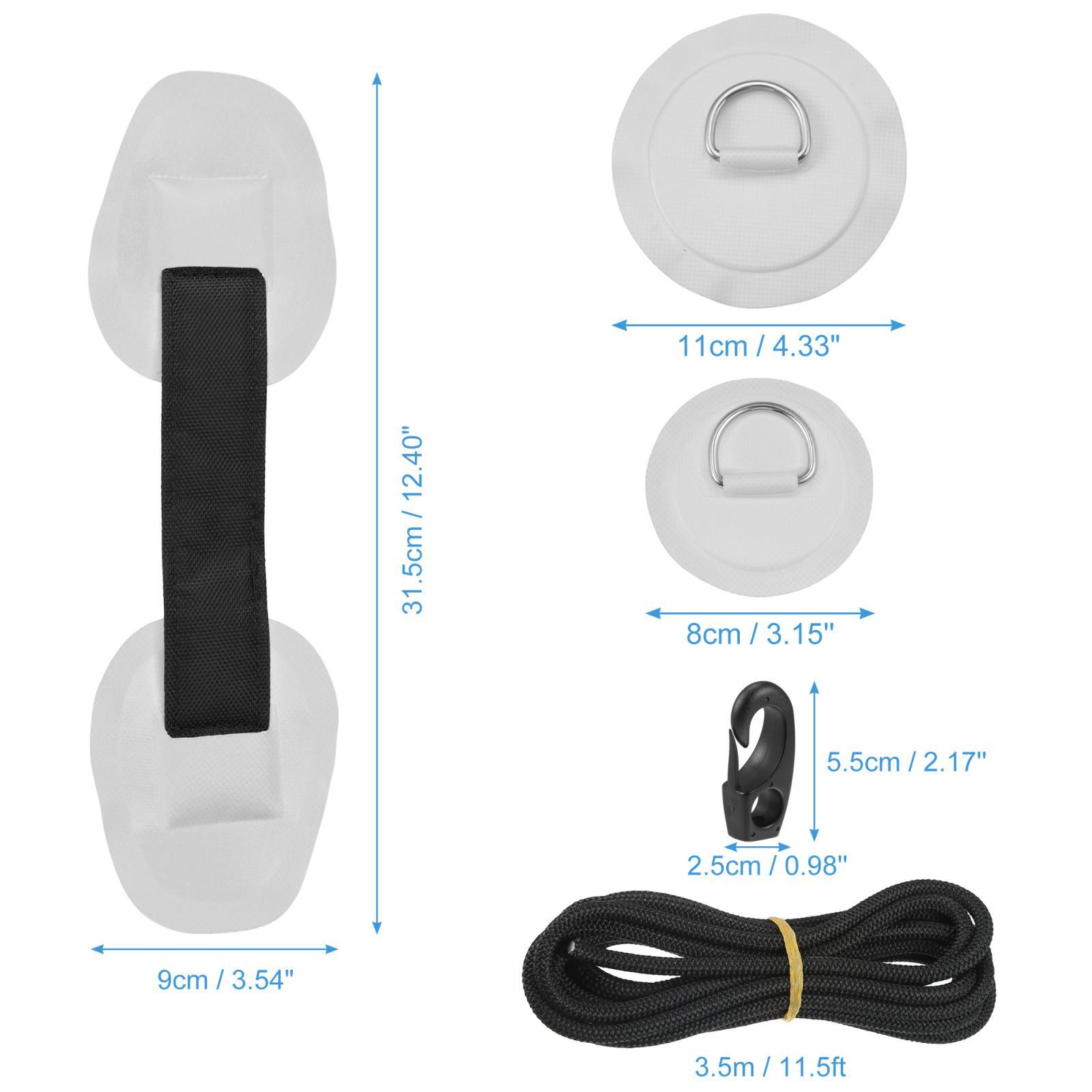 7pcs Gray D-Ring PVC Patch 11.5ft Elastic Shock Rope with 6 Hooks for Boat