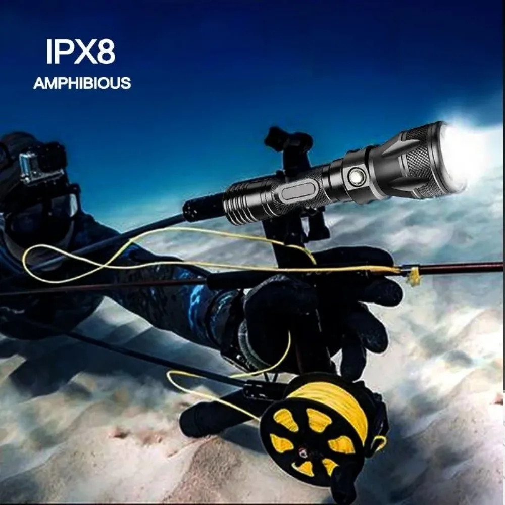 Professional Diving Flashlight 100M Depth Scuba Dive Handlamp Powerful Torch
