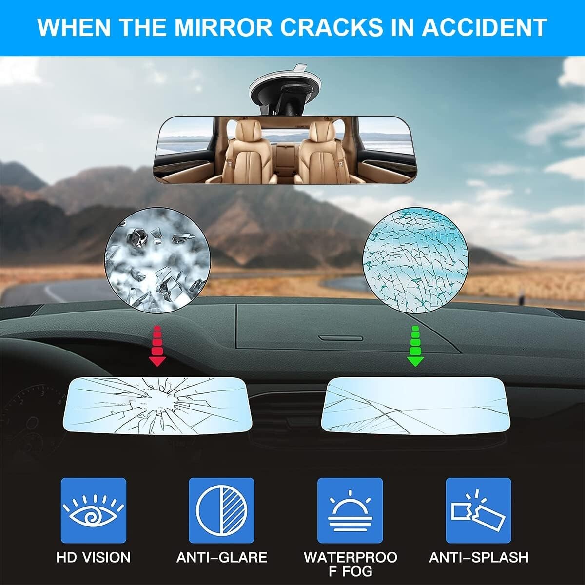 Boat Rear View Mirror Marine Nautical Safety Water Ski Boat Mirror Dashboard New