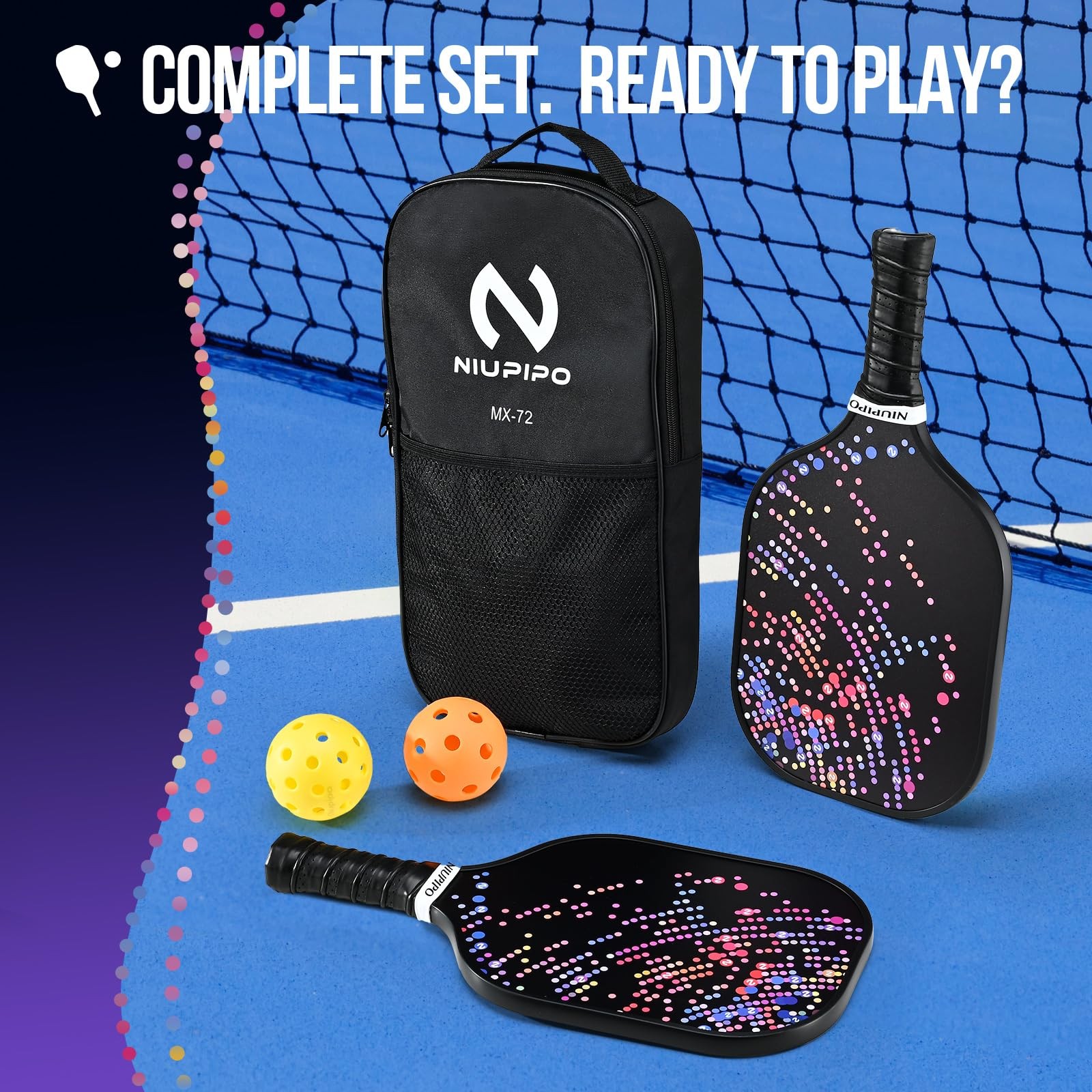 Niupipo Pickleball Paddles Fiberglass Surface Pickleball Set Lightweight Pickle
