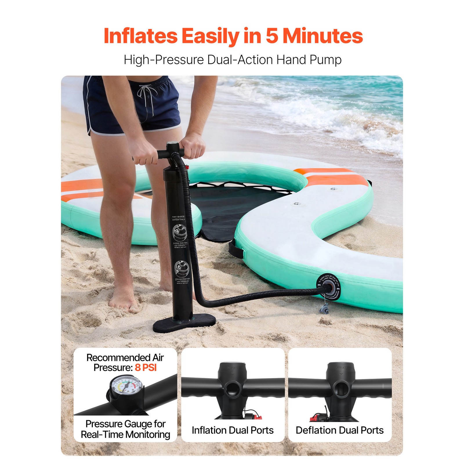 Uimoso Inflatable Floating Dock 15 x 6 FT w/ Ladder Mesh Pool Platform Carry Bag